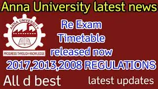Anna University latest news//RE exam Timetable released/just now