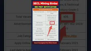 SECL Mining Sirdar apply Online 2023 | SECL Mining Sirdar Vacancy 2023 | #secl #miningsirdar #coal