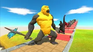 King Kong Gold VS Team Space Godzilla; Mechagodzilla - Animal Revolt Battle Simulator