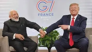 PM Modi and US President Trump at media interaction post bilateral meeting at G7 Summit in France