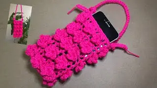 Crochet Phone Pouch in 16 Minutes | DIY Gift Idea&rdquo; / step by step ถักกระเป๋าใส่โทรศัพท์