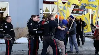 Exclusive: Pro-Khalistan Protesters Clash with Edmonton Police