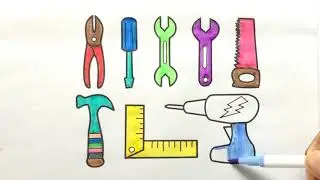 How to Color a Tools l Drawing Video Carpentry Tools Fun Art for Kids Toddler