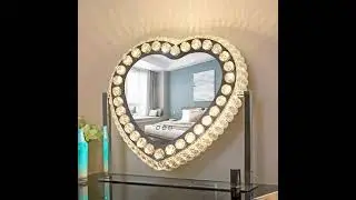65 USD per pc heart shape light #Crystal mirror with light #amazon online sale # Princess mirror