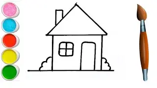 House drawing for kids | How to draw house | Coloring Painting | Kids Drawing | Kids video #house 