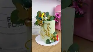 Baby Shower Cake made with Ganache & Frost Form 💚 #cake