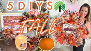 🍁🎃NEW!! 5 DIY DOLLAR TREE FALL DECOR CRAFTS~WREATH + PUMPKIN🍁🎃Episode 12 Olivias Romantic Home