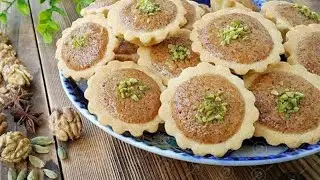 طرز تهیه تارت گردویی ونارگیلی با خمیرجادویی Walnut and orange tart with magic dough