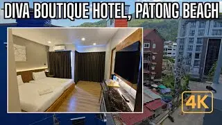 Diva Boutique Hotel Patong Beach Phuket | Room Tour + Nearby Area Walk (Day + Night) (4K)