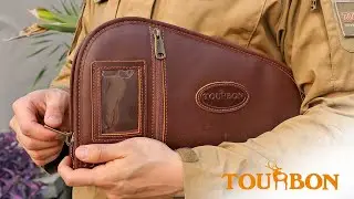 TOURBON Genuine Leather Pistol Case Soft Padded Zipper Handgun Bag for Shooting Range