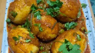 Egg matar masala curry बहुत टाइम बाद मैंने egg की रेसिपी बनाई to socha kuch different Sa banay