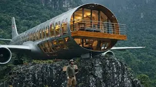 Couple Turns Abandoned Airplane Wreck Into a Modern Cliffside Home ✈️ Forest & Ocean ASMR Build 2026