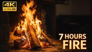 FirePlace 7 Hours 🔥 Cozy Fireplace Ambience | Fire Sounds (4K)