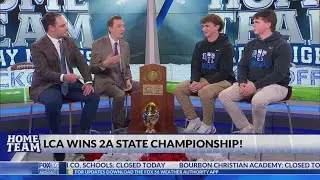 Lexington Christian Academy football players on 2A championship victory