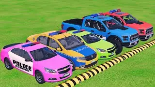 TRANSPORTING ALL COLORS POLICE CARS  VEHICLES WITH MAN BIG TRUCKS ! FS22 #41