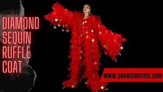 CHARISMATICO Fire Chasing Organza Drag Queen Ruffle Coat With Square Sequin