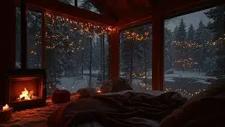 Cozy Winter Cabin Jazz ❄️ Warm Fireplace Ambience & Smooth Jazz Music for Relaxing Nights