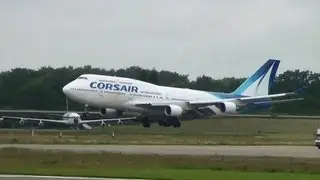 Corsair International Boeing 747-422 F-GTUI Landing and Takeoff at Hamburg Airport