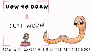 How to DRAW a CUTE WORM | Step by Step INSECT Illustration Tutorial [Easy Art Lesson]