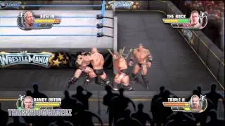 WWE ALL STARS EXTREME RULES TORNADO TAG AUSTIN & ORTON VS ROCK & HHH [HD]
