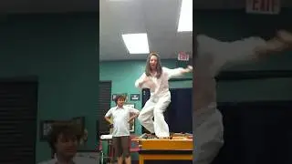 Alison Brie Jumps on a Foosball Table on the Set of Community