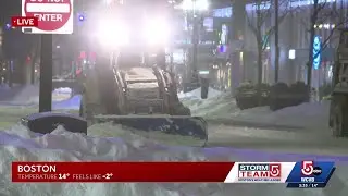 Crews working to clear Boston streets as snow continues