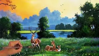 Hướng dẫn vẽ tranh gia đình hươu #painting #art #drawing