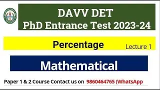 DAVV DET/PhD Entrance Exam | Percentage for DAVV DET Exam 2023 | Mathematical reasoning |