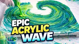 Acrylic Pour Turns Into a Wave 🌊 | Satisfying Fluid Art Process #fyp