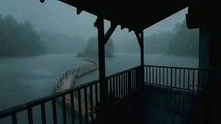 Heavy Rain and Thunderstorm Sounds 🌩️ Fall Asleep Fast in a Cozy Cabin Ambience at Night