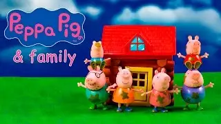 Peppa Pig & Family Play in Muddy Puddles! Peppa Pig Toy Figure Set & Stop Motion!