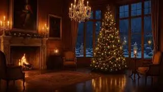 🎄Cozy Christmas in a Grand British Country Manor House Crackling Fireplace 4K ASMR Ambience Relax 🎄