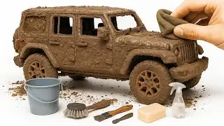 Super Realistic Cleaning of a 1:24 Jeep Wrangler Rubicon After A Realistic Extreme Off-Road Mud Test
