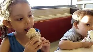 KIDS EATING ICE CREAM AT MCDONALDS