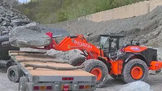 RC Hitachi ZW 370 load HEAVY Granite Blocks !