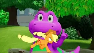 BARNEY GOES ON THE PONY RIDE