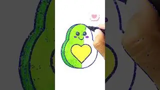 cute avocado coloring pages | how to draw a cute avocado| fruits drawing #shorts #drawing