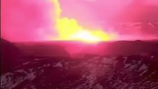 The Exact Moment Volcano Erupted, Iceland Svartsengi Volcanic System, Sundhn&uacute;ka Fissure double soun