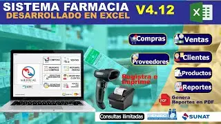 SISTEMA DE FARMACIA V4.12 EN EXCEL | REGISTRO DESDE LECTOR DE CODIGO DE BARRAS