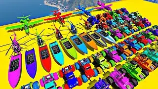 GTA V SPIDER-MAN 2🏎️ Race Challenge with Super Cars | GTA 5 Homem-Aranha Motorcycle Planes and Boats