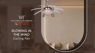 Blowing In The Wind Dimmable LED Crystal Chandelier Ceiling Fan | The White Teak by Asian Paints