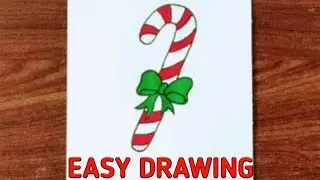 How to Draw a Christmas Candy Cane | Easy Drawing | Christmas Special Drawing #Shorts