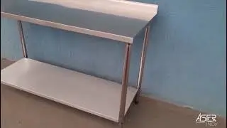 Mesa Bancada De Inox Auxiliar Cozinha Industrial  C/ Espelho