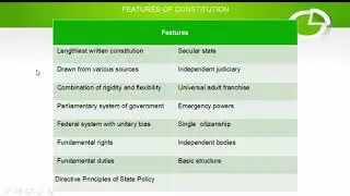 Explaining Brief Description on Salient #Features of #Indian #Constitution English Tamil - Basic Key
