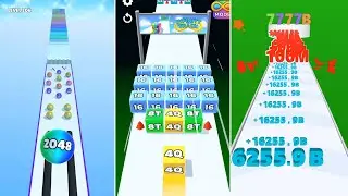 2048 Battle: Jelly Run vs Ball Merge vs Number Shooting! | 8192E vs 2048 vs 6255B