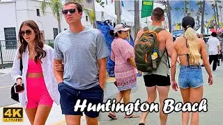 Downtown Huntington Beach Virtual Walking Tour - California - USA | Summer 2023 | Main Street