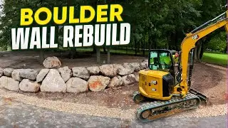 Fixing a Failing Boulder Wall | CMP Grapple | Engcon Tilt-rotator 