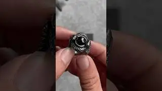 Gothic Alternative Snake Black Gemstone Ring for Men