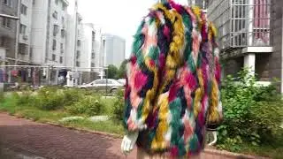 multicolor faux fake fur jacket for women
