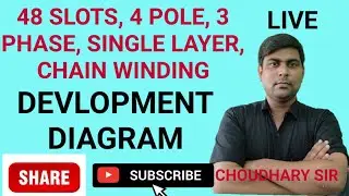 48 SLOTS, 4 POLES, 3 PHASE, SINGLE LAYER,  CHAIN WINDING (चौधरी सर ,भागलपुर वाले )